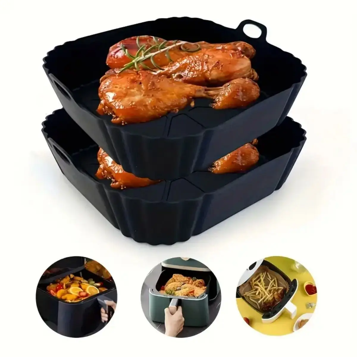 Reusable Air Fryer Silicone Po - Food Storage With Dividers 评论和价格