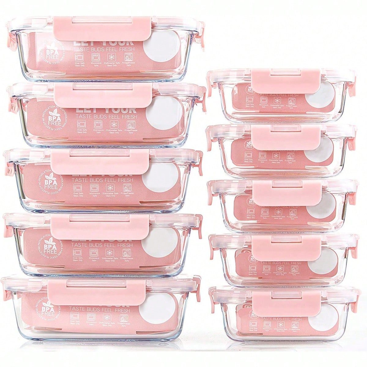 10 Pack Glass Meal Prep Contai - Food Storage Oven Safe 评论和价格
