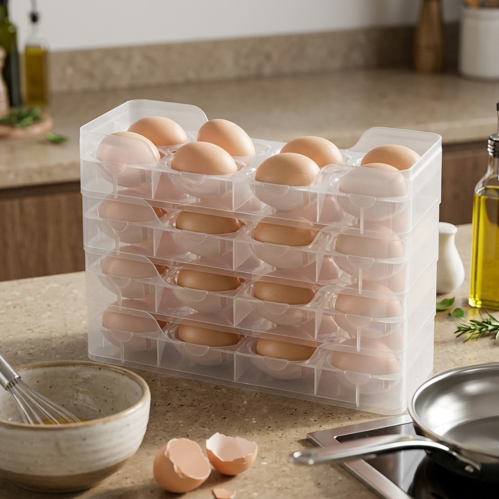 Stackable Egg Holder Fridge Or - Food Storage With Dividers 评论和价格