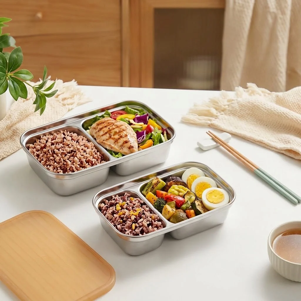 304 Stainless Steel Bento Box  - Food Storage With Dividers 评论和价格