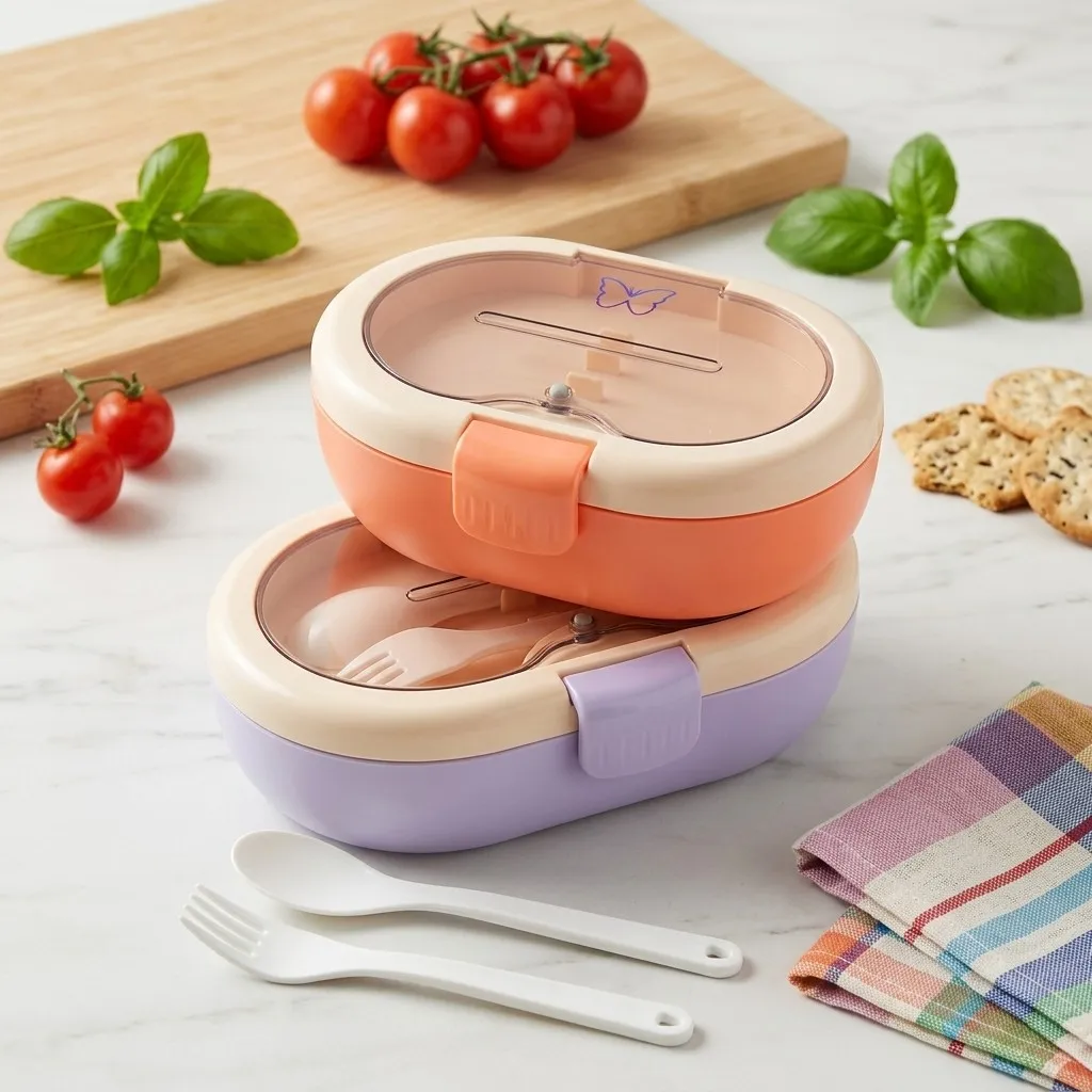 Plastic Bento Lunch Box with C - Food Storage With Dividers 评论和价格